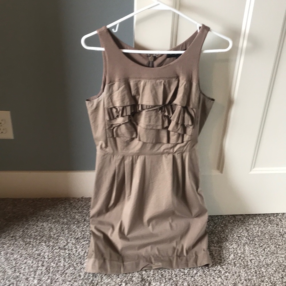 BCBG Beige Dress Wedding Party Sleeveless